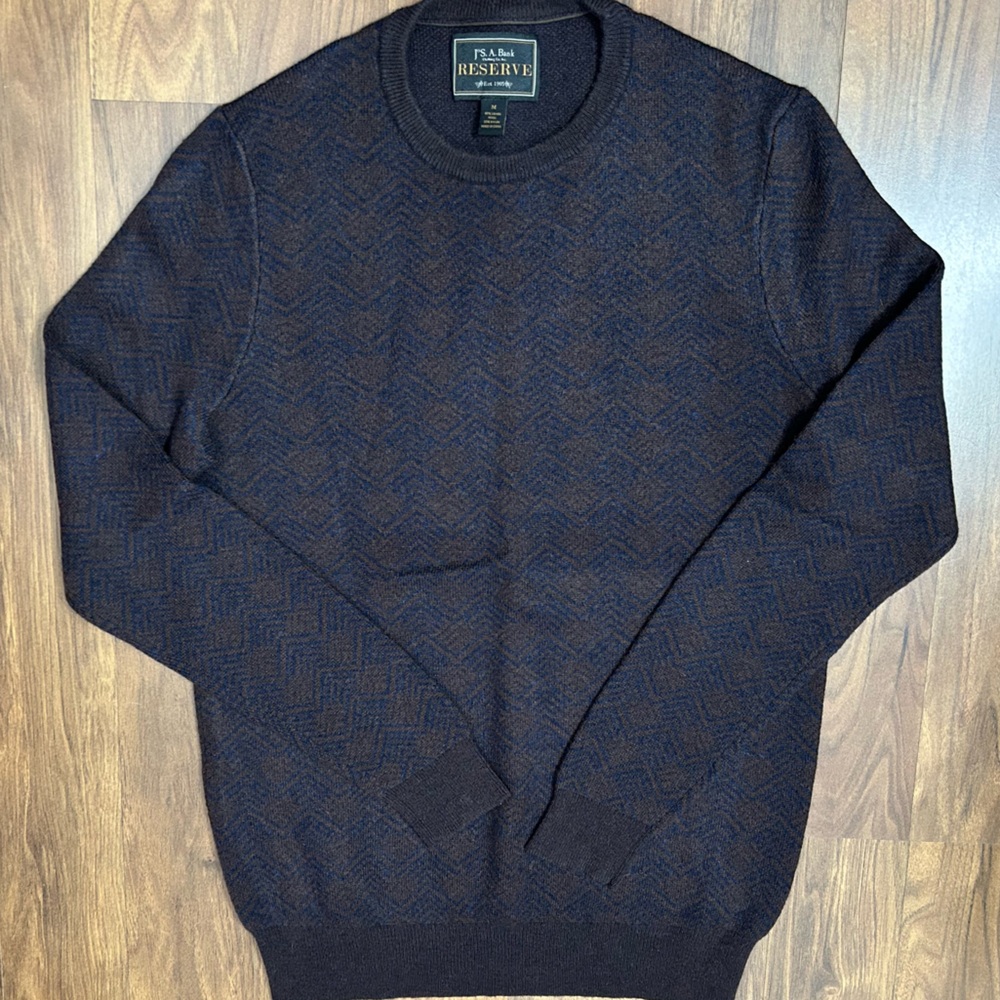 J.S. A. Bank Reserve Chevron Lambs Wool Blend Knit Sweater Size M